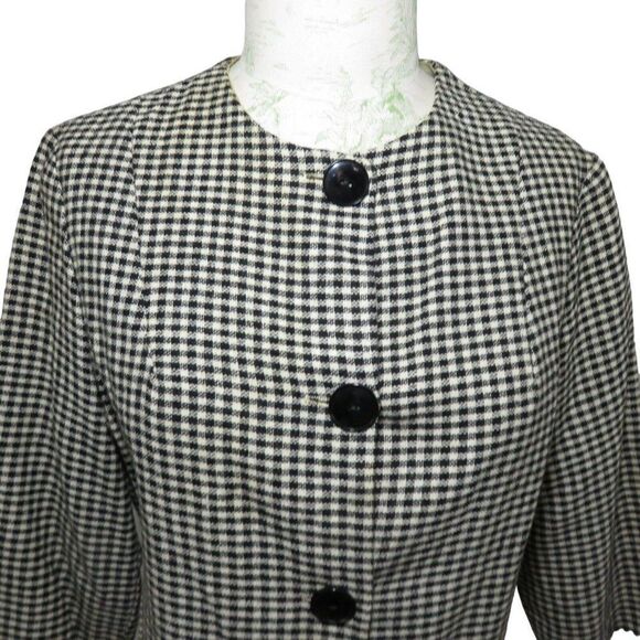 Vintage 60s Specialty House M Wool Crop Jacket Blazer Black Check Made In USA - Picture 1 of 8